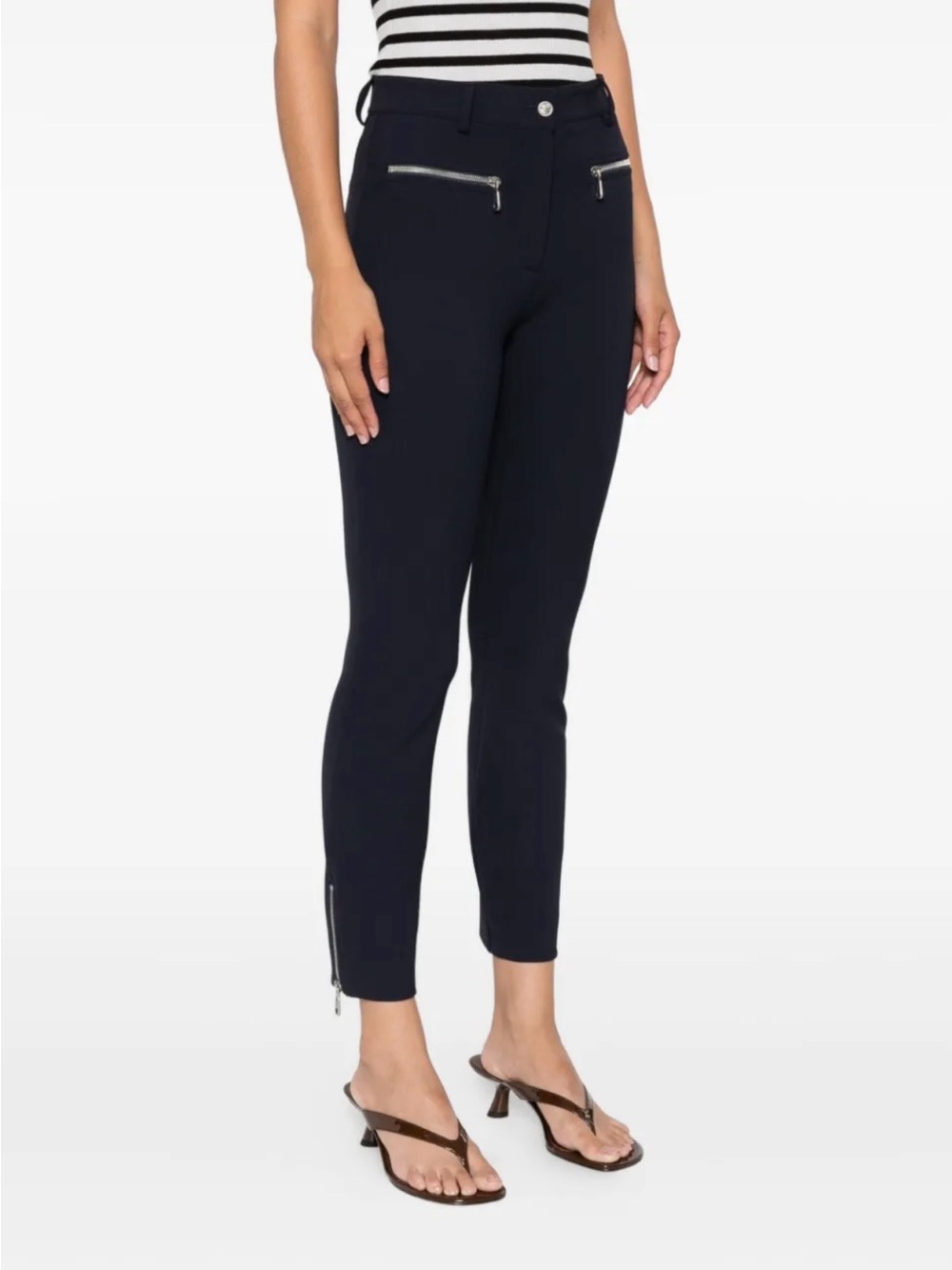 Express Black Ankle Ponte Pants with Silver Zipper Accents
